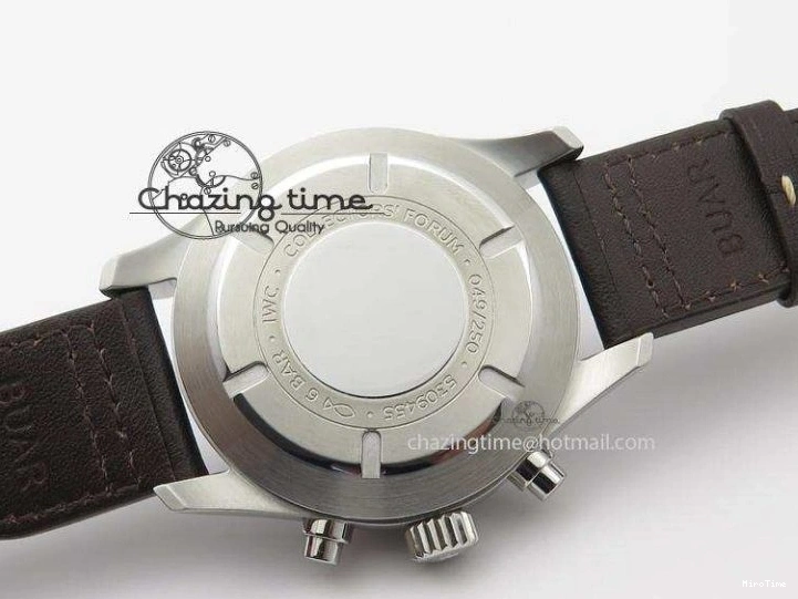 MIROTIME 0320 Pilot Chrono SS IW387808 CF3 ZF 1:1 Best Edition On Brown Leather Strap A Soft 7328